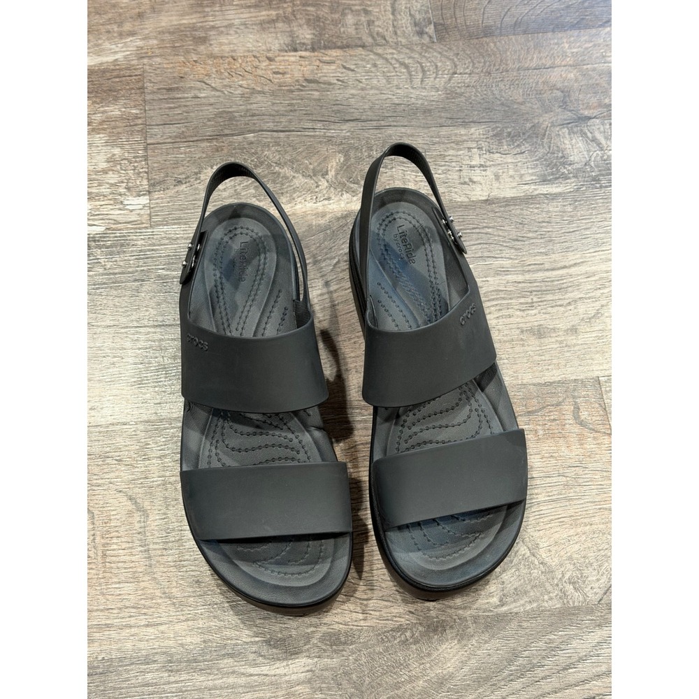 Crocs LiteRide 360 Brooklyn Low Wedge Sandals Black Platform Women 10